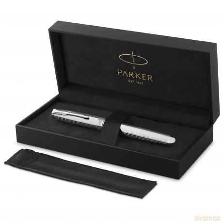 Parker - Sonnet Cisel Special Edition Fountain Pen - Palladium Finish, 18k Solid Gold Nib - Black