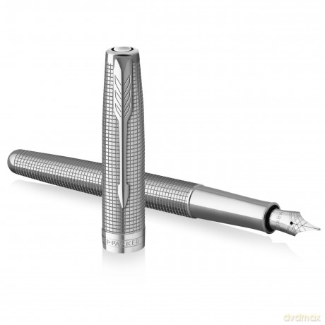 Parker - Sonnet Cisel Special Edition Fountain Pen - Palladium Finish, 18k Solid Gold Nib - Black