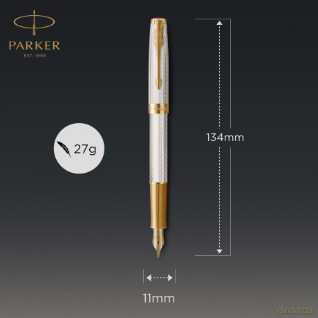 Parker - Sonnet Fountain Pen - Silver Mistral - Fine Nib 18K Gold