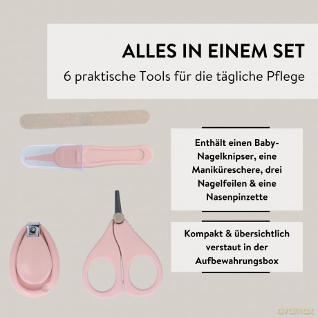 Parsa - 6-piece nail care set for newborns - Pink - Compact