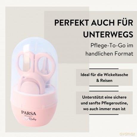Parsa - 6-piece nail care set for newborns - Pink - Compact