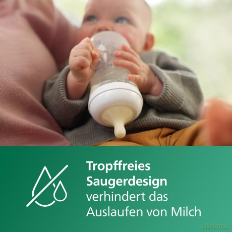 Philips Avent - Bottle glass 240 ml, teat 1+ months, 1 piece