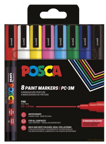 Posca - Fine Tip Pen - Basic Colors, 8 pc (401659)