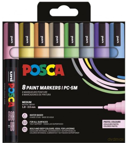 Posca - Medium Tip Pen - Pastel colors, 8 pc (401669)