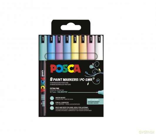 Posca - Soft Colors, Extra Fine Tip Pen, 8 pc (401673)