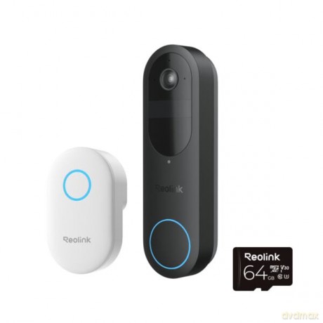 Reolink - 2K Video Doorbell + Chime Wi-Fi - Black