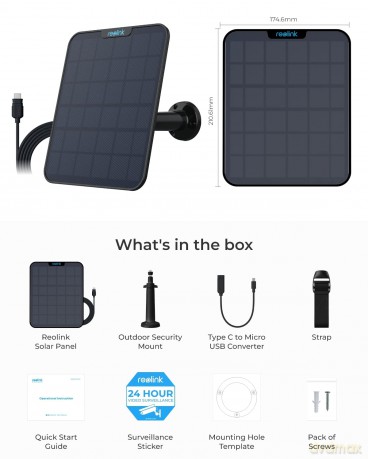 Reolink - Solar Panel 2 (6W) - Black