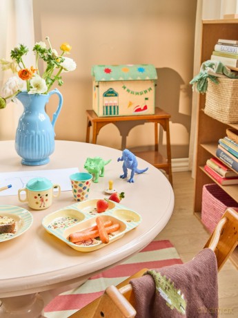 Rice - Melamine Kids 4 Room Plate with Fun Fair Print - Mint