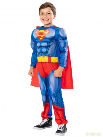 Rubies - Superman Padded Suit w. Cape - (122-128 cm)