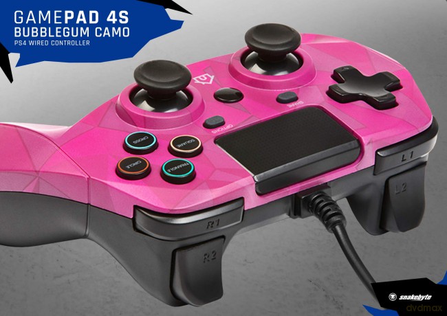 Snakebyte PS4 Game:Pad 4 S Wired (Bubblegum camo)