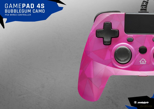Snakebyte PS4 Game:Pad 4 S Wired (Bubblegum camo)