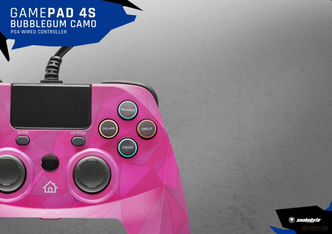 Snakebyte PS4 Game:Pad 4 S Wired (Bubblegum camo)
