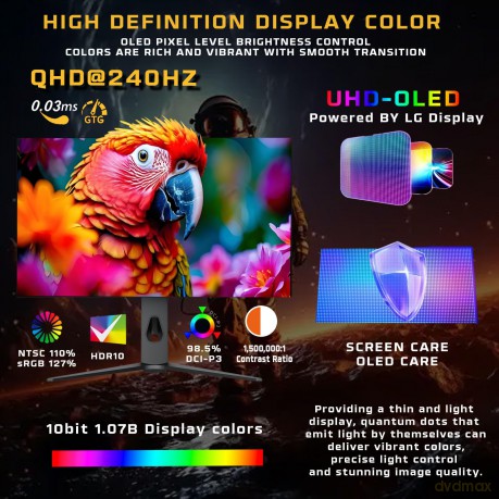 Twisted Minds - 27 Prestige X Series OLED QHD 240HZ, IPS, 0.3 MS, HDMI 2.1 Gaming Monitor - TM27OLD2K240