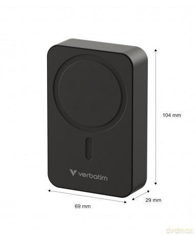 Verbatim - Charge n Go Essentials Power Bank Magnetic Wireless 20000 mAh Black