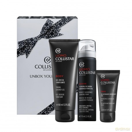 Collistar Set (Collistar Uomo Perfect Adherence Shaving Foam For Sensitive Skin 75 Ml Toning Shower Gel 100 Ml Energizing Cleansing Gel 30 Ml)
