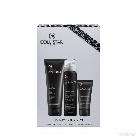 Collistar Set (Collistar Uomo Perfect Adherence Shaving Foam For Sensitive Skin 75 Ml Toning Shower Gel 100 Ml Energizing Cleansing Gel 30 Ml)