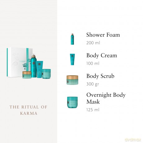 Rituals Set (The Ritual Of Karma Shower Foam 200ml + Body Cream 100ml + Body Mask 125ml + Salt Body Scrub 125g)