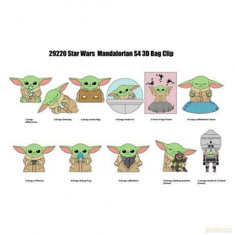 Star Wars 3D Foam Bag Clips Best of Grogu Series 1 Display (24)