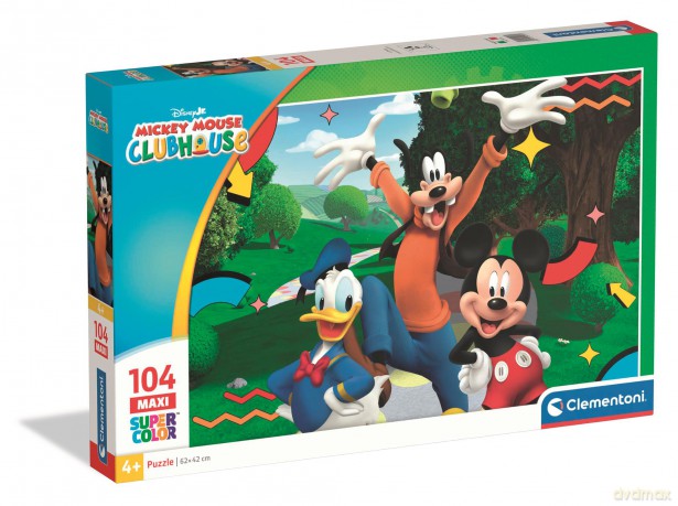 CLEMENTONI 104 el. Maxi Super kolor Mickey Mouse Clubhouse 25018 [PUZZLE]