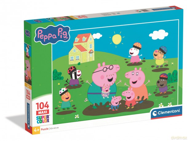 CLEMENTONI 104 el. Maxi Super kolor Peppa Pig 25017 [PUZZLE]