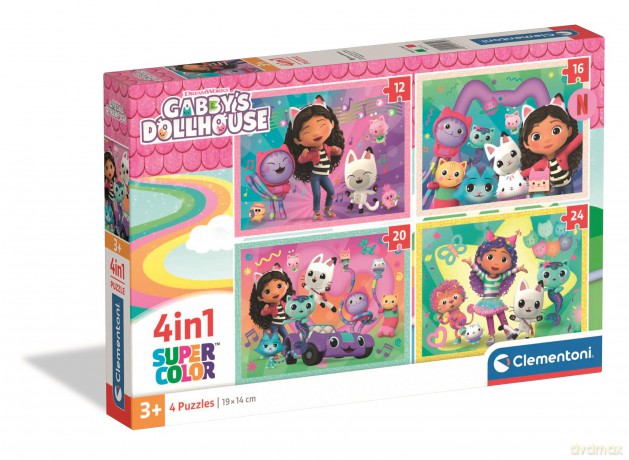 CLEMENTONI 12/16/20/24 el. 4w1 Super kolor Gabby's Dollhouse 21752 [PUZZLE]