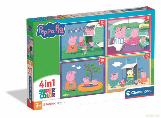 CLEMENTONI 12/16/20/24 el. 4w1 Super kolor Peppa Pig 21751 [PUZZLE]