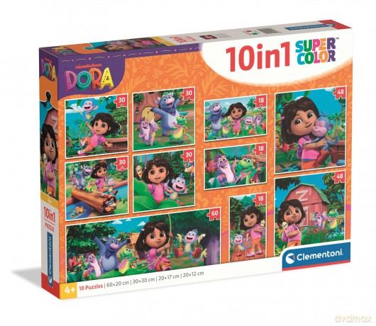 CLEMENTONI 18/30/48/60 el. 10w1 Super kolor Dora the Explorer 20593 [PUZZLE]