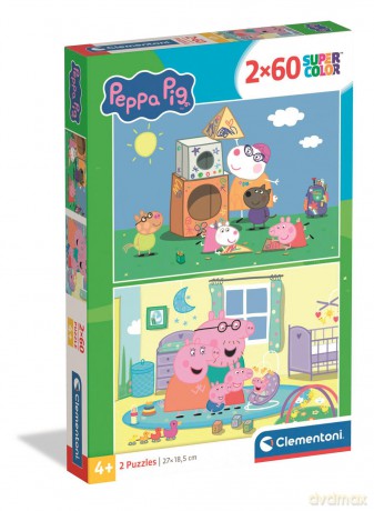 CLEMENTONI 2x60 el. Super kolor Peppa Pig 24833 [PUZZLE]