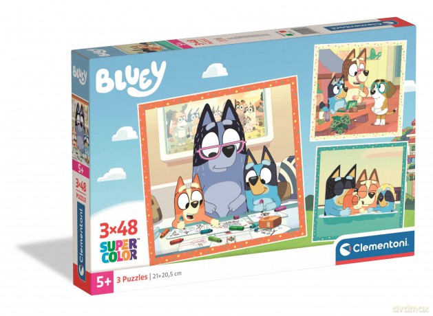 CLEMENTONI 3x48 el. Super kolor Bluey 25003 [PUZZLE]