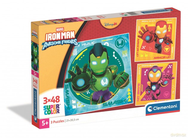 CLEMENTONI 3x48 el. Super kolor Iron Man and His Awesome Friends 25004 [PUZZLE]