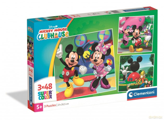 CLEMENTONI 3x48 el. Super kolor Mickey Mouse Clubhouse 25005 [PUZZLE]