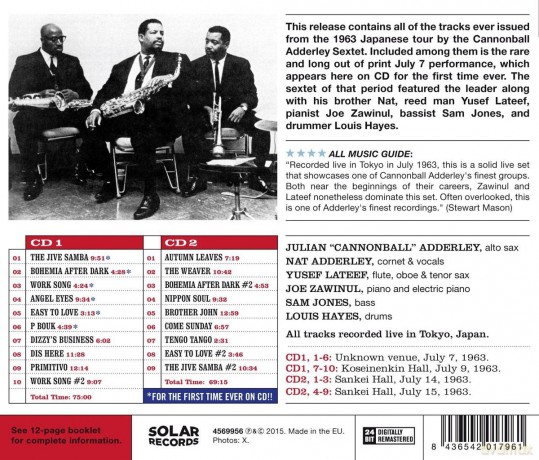 Cannonball Adderley Sextet: Complete Live in Tokyo 1963 [2CD]