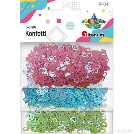 Konfetti Serca puste 7mm i pełne 5mm 3 kolory x10g