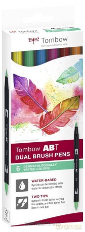 Flamastryush pen dwustronne 6 kolorów