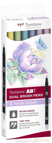 Flamastryush pen dwustronne pastel 6 kolorów