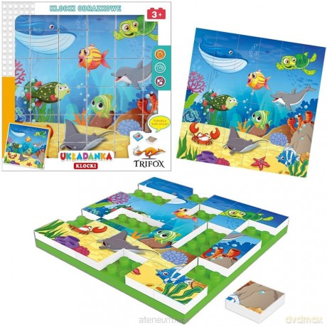 Układanka klocki zwierzęta morskie 36el