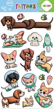 Tatuaże zmywalne CORGI TEAM 100x200mm Happy Color