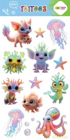 Tatuaże zmywalne AQUA CUTIES 100x200mm Happy Color