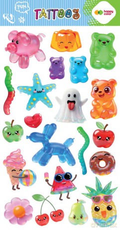 Tatuaże zmywalne JELLY FUN 100x200mm Happy Color