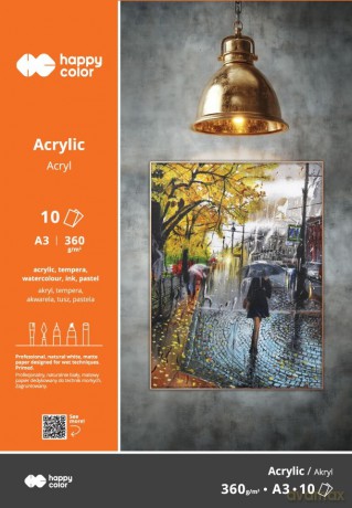 Blok do akrylu Art. A3 360g. 10ark. Happy Color