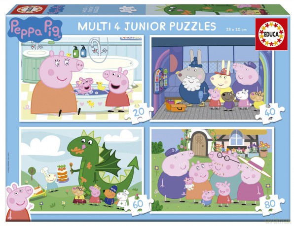 EDUCA 20/40/60/80 el. 4w1 Świnka Peppa 113789 [PUZZLE]