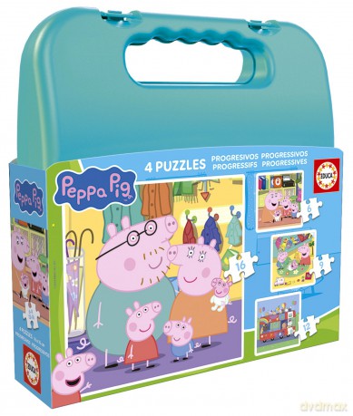 EDUCA 6/9/12/16 el. 4w1 Świnka Peppa walizka 113788 [PUZZLE]