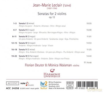 Florian Deuter: Leclair: Sonatas for 2 violins Op. 12, 1-6 [CD]