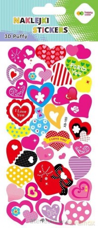 Naklejki 3D Puffy Hearts 9,5x22cm HAPPY COLOR