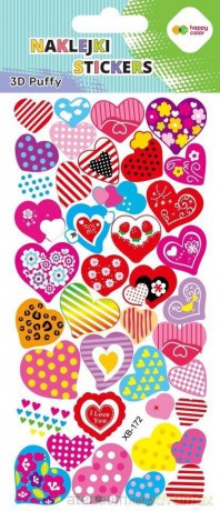 Naklejki 3D Puffy Color Hearts 9,5x22cmHAPPY COLOR