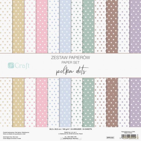 Zestaw papierów 30,5x30,5 polka dots 24 kartki