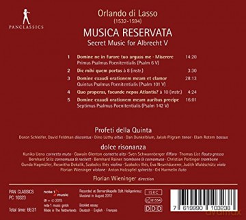 Profeti della Quinta: Orlando di Lasso: Musica Reservata - Secret Music for Albrecht V) [CD]