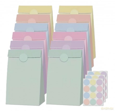 Torebki papierowe pastelowe 12szt