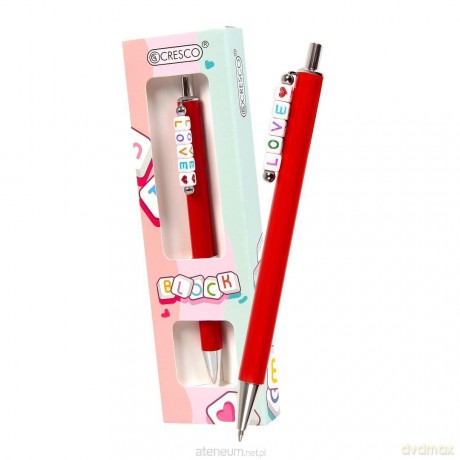 Długopis Block z koralikami LOVE w etui czerwony