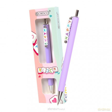 Długopis Block z koralikami HAPPY w etui fioletowy